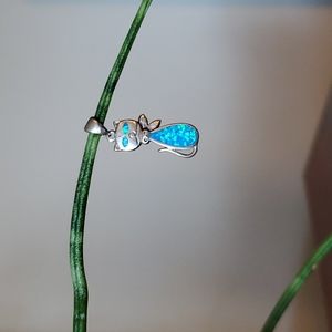 Blue Opal "Cat" Silver pendant